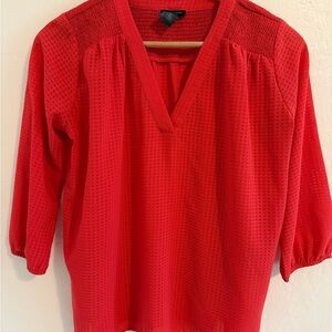 Ann Taylor Red/Orange Ribbed Relaxed Blouse
